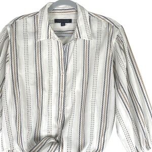 Tommy Hilfiger Striped Tie-Front Blouse Button Down Casual Top - M